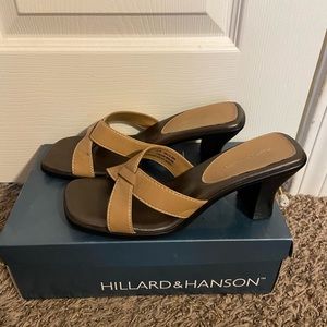 Tan Leather Wedged Heels